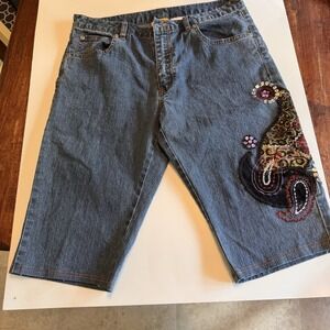 Ruby‎ Rd. Embellished Jeans Long Shorts Floral Detail Size 6